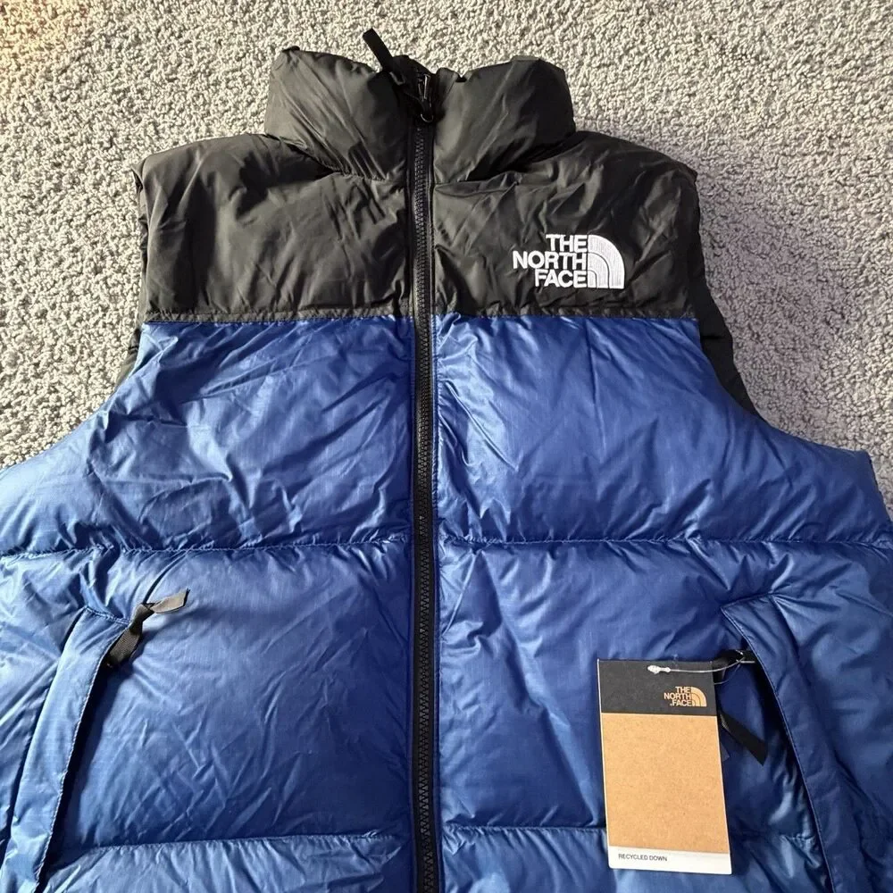 The North Face 1996 Retro Nuptse Vest Men Size Large Blue Black 700 Down NWT